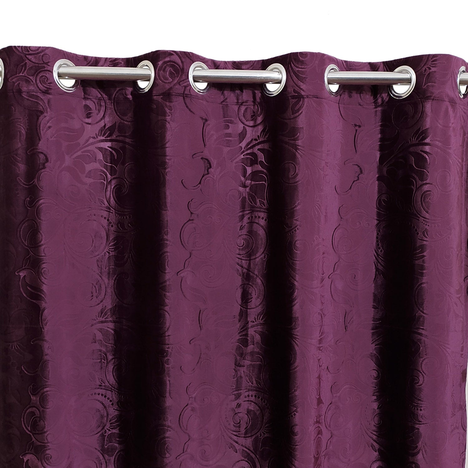 Self Embossed Velvet Curtain Shiny Purple