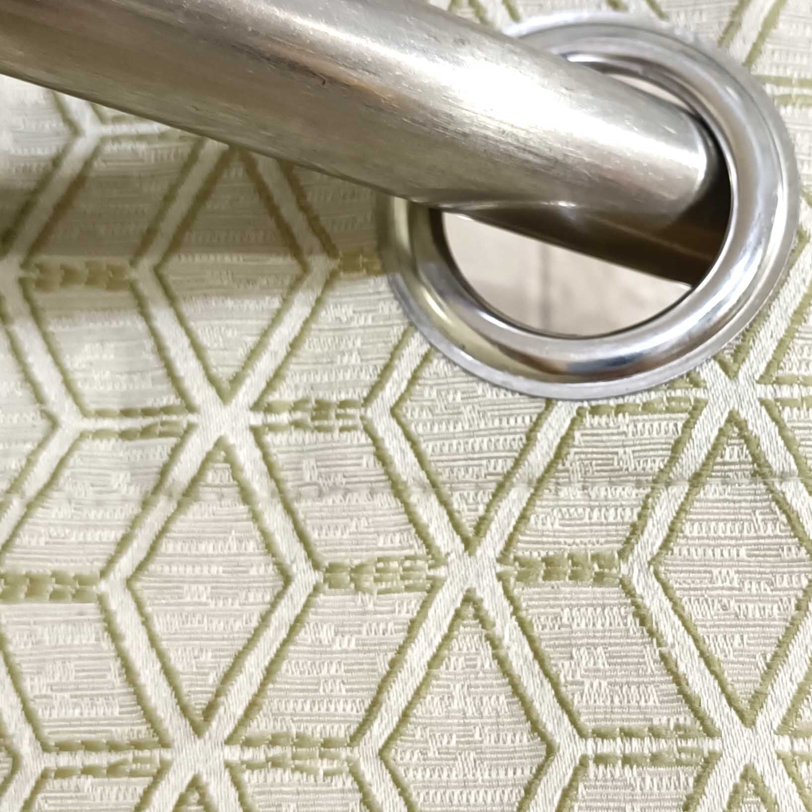 Thick Viscose Curtain Lite Green on Off-White Base