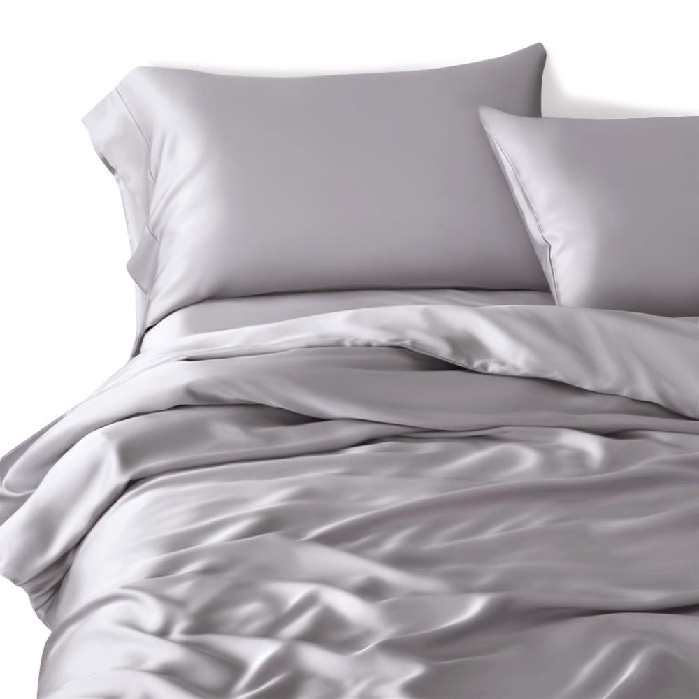 6 Pcs Silk Duvet Cover Set Lite Grey