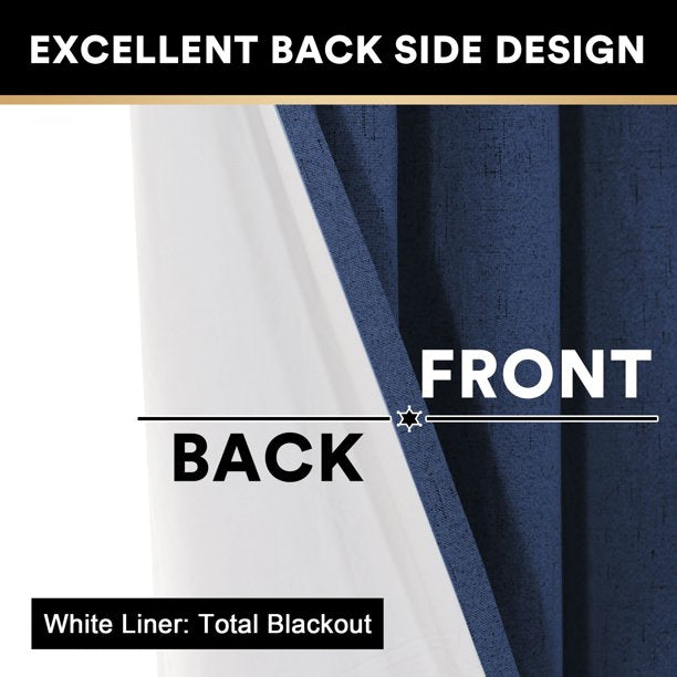 Plain Jute Curtain Navy Blue