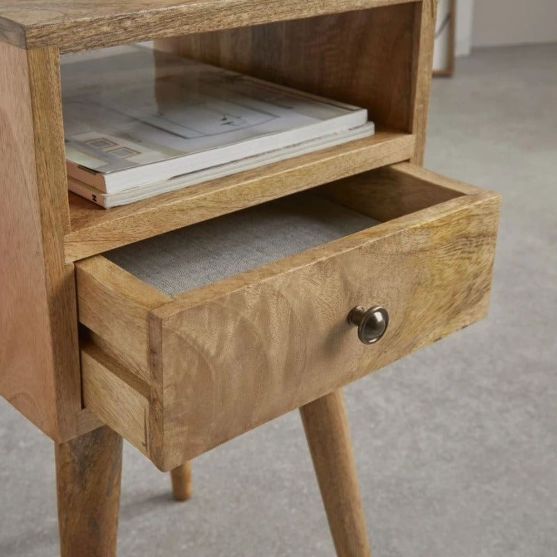 Narrow Bed Side Drawer Table