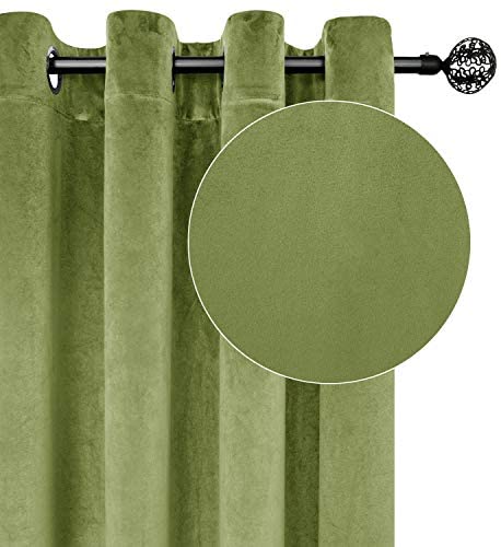 Plain Velvet Curtain Bottle Green
