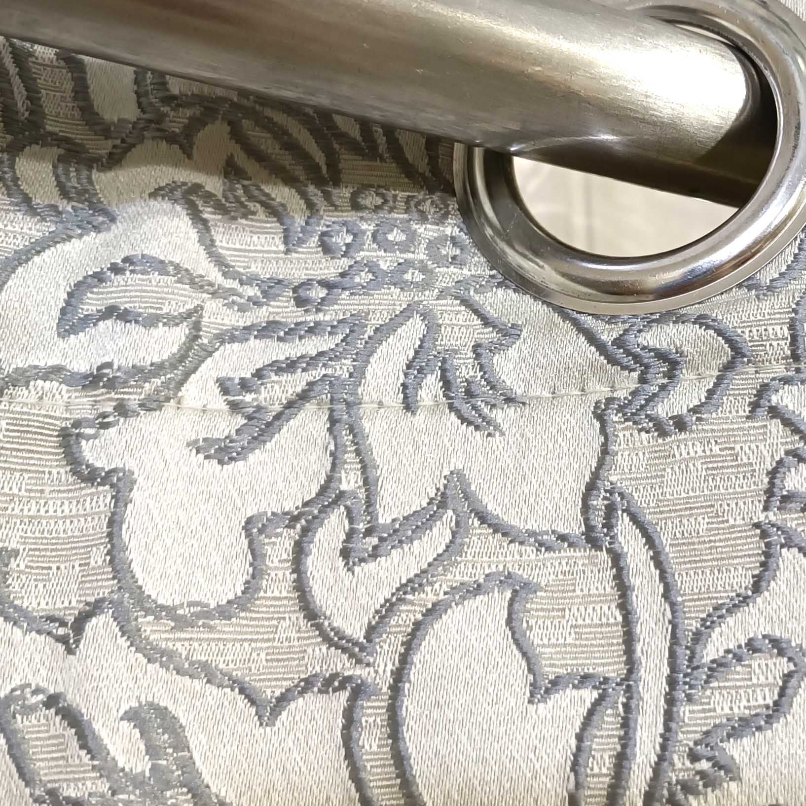 Thick Viscose Curtain Lite Grey on Off-White