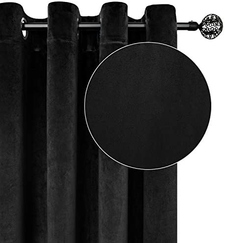 Plain Velvet Curtain Black