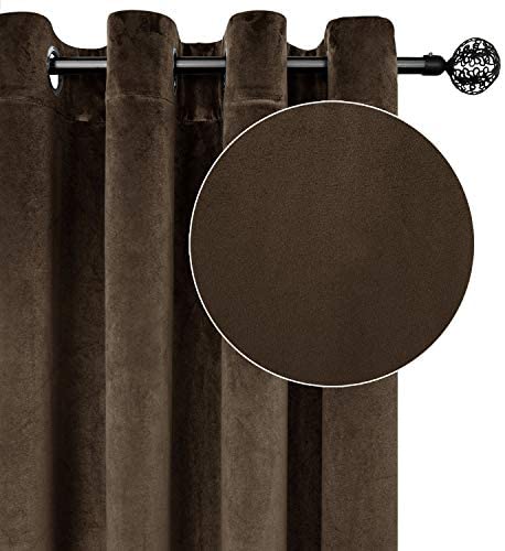Plain Velvet Curtain Brown