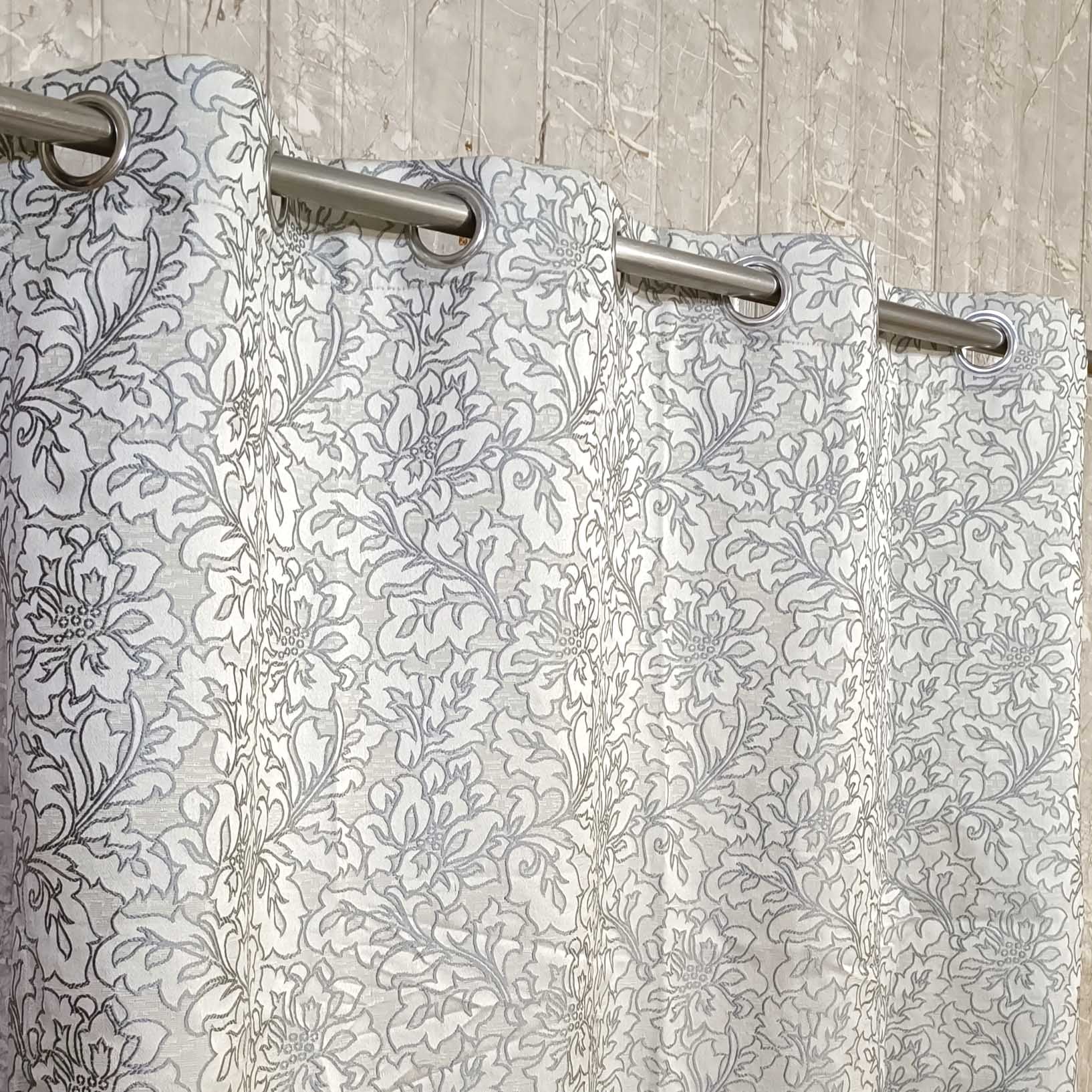 Thick Viscose Curtain Lite Grey on Off-White