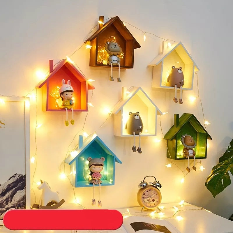 Wooden WARP House Shaped Shelf - waseeh.com