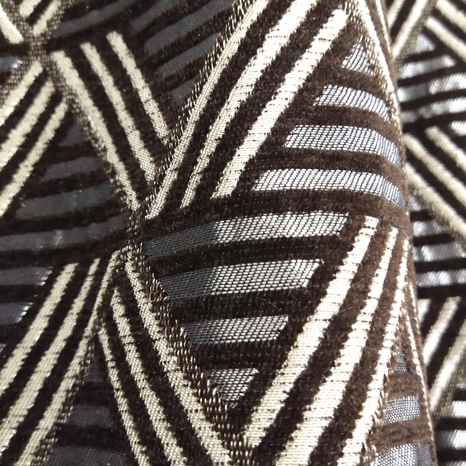 Thick Viscose Curtain Brown Geometric