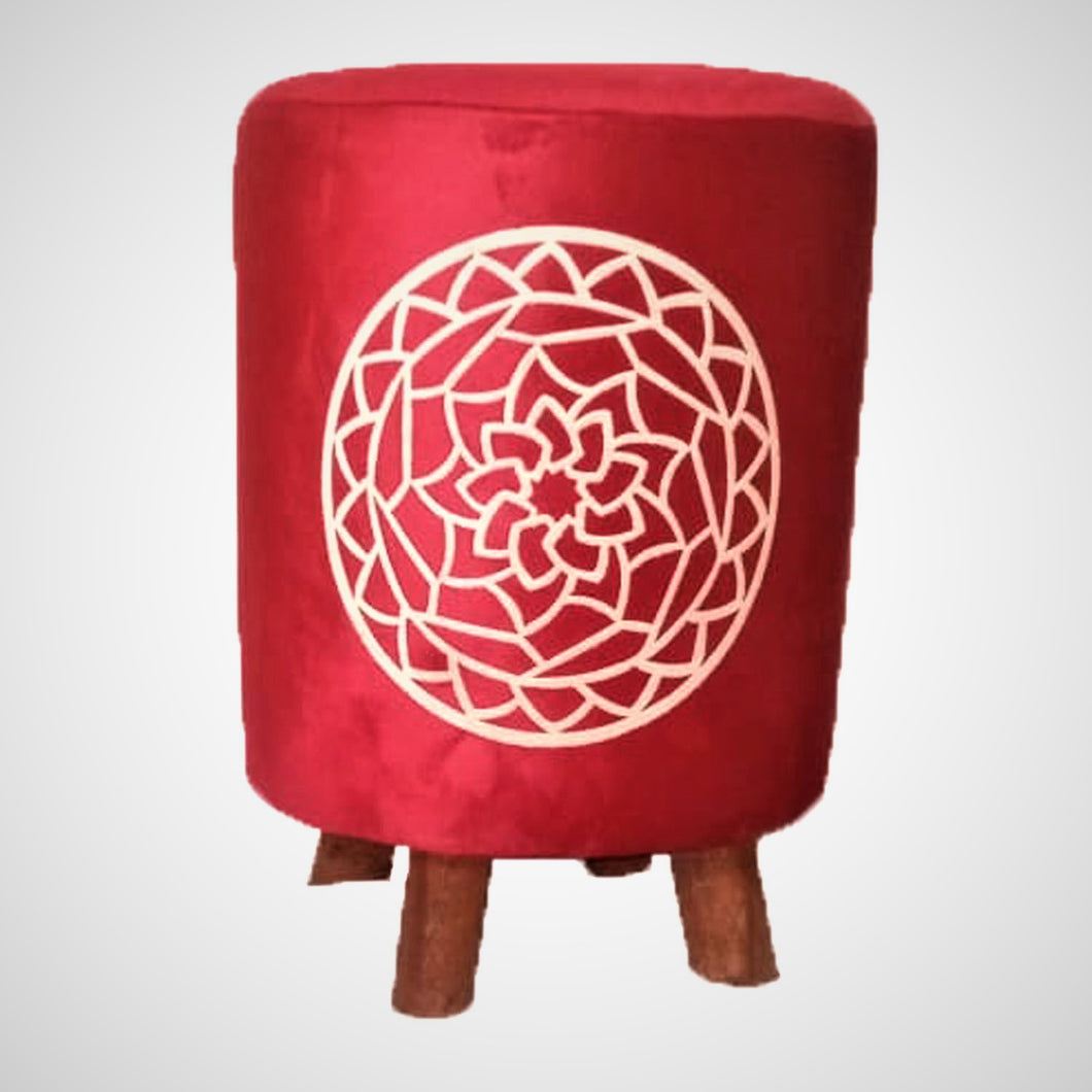 Versace Ottoman Stool Off-White on Red