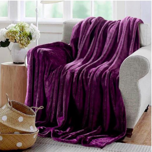 Plain Fleece Blanket for Mild Weather Purple