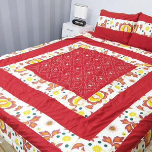 Patch Work King Size Bed Sheet With Two Pillow Cases