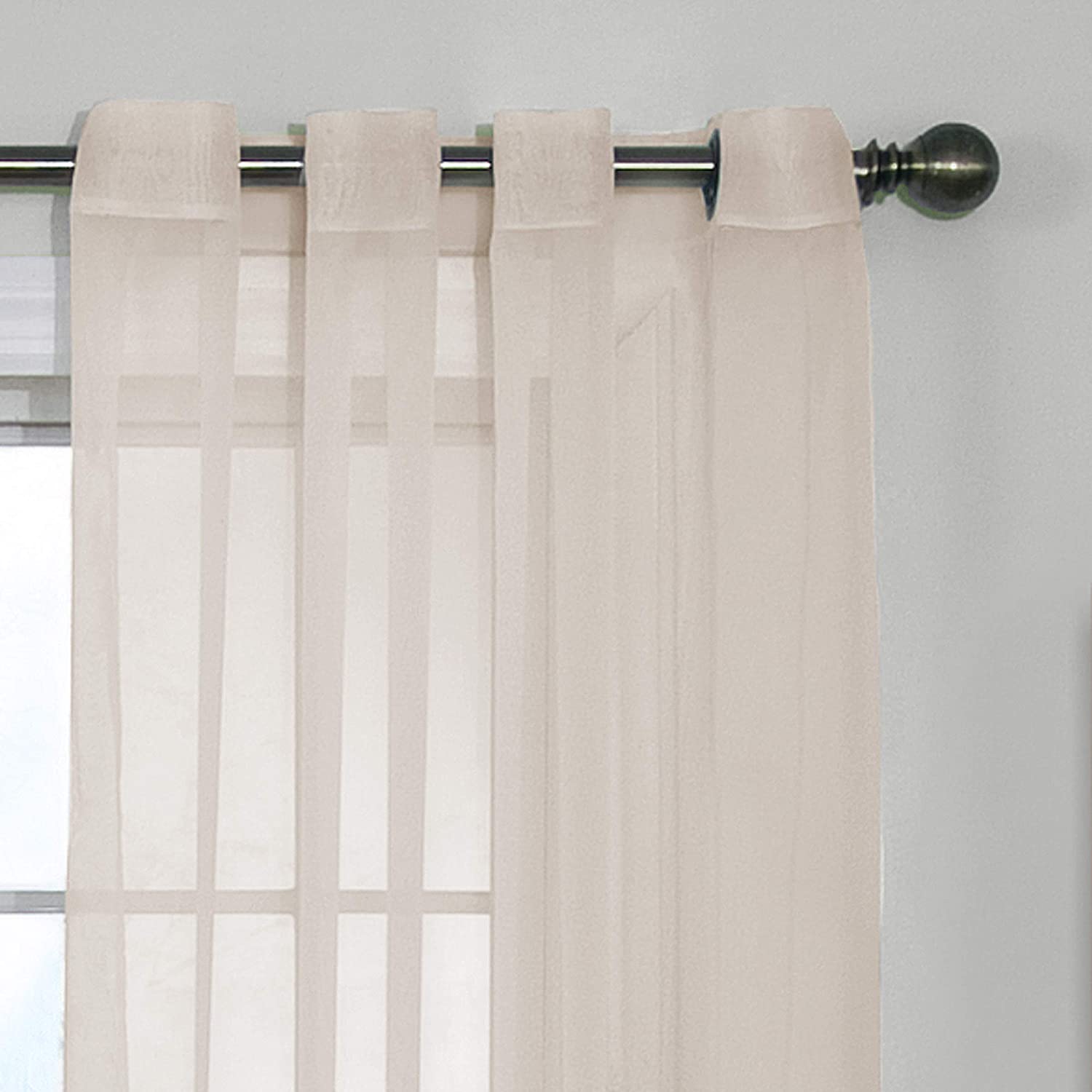 Plain Cream Net Sheer Chiffon Curtain