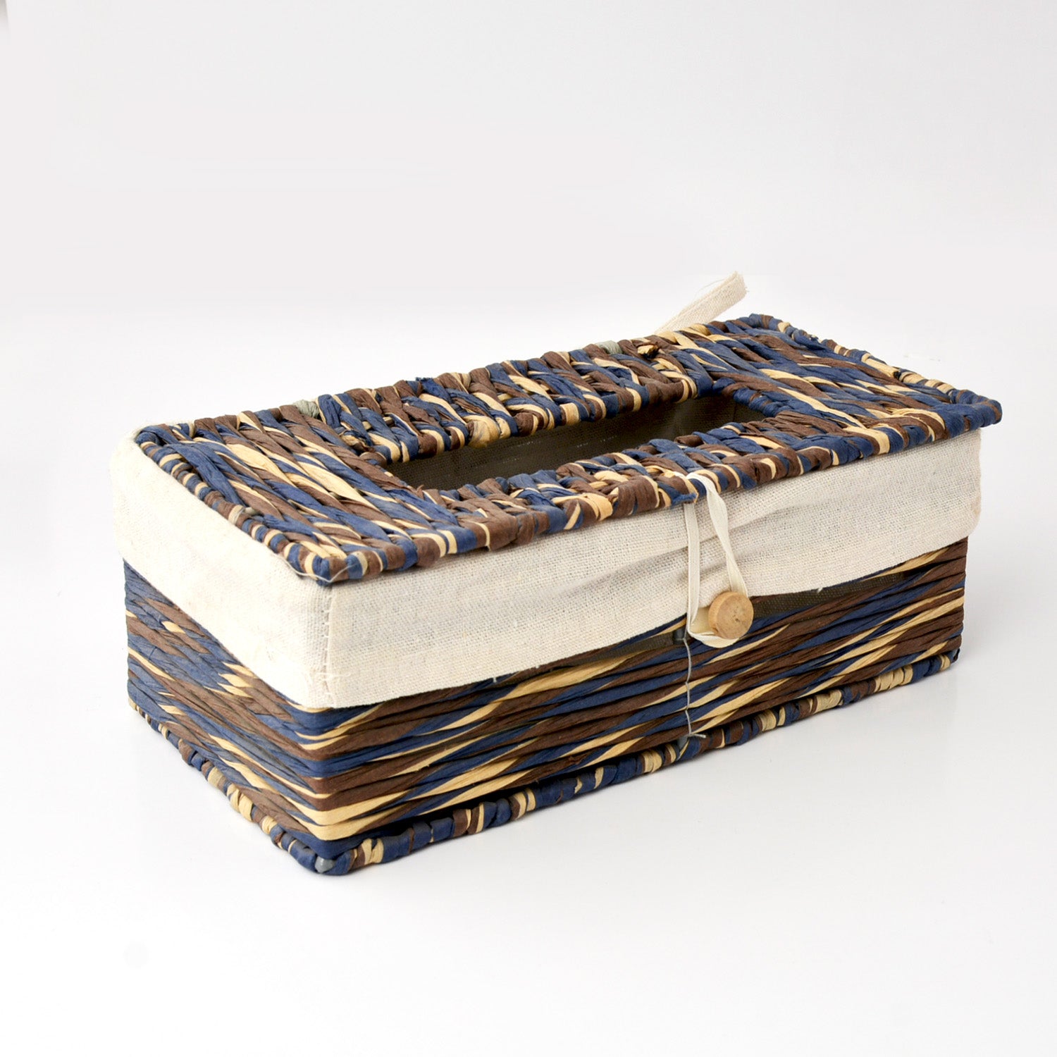 Braided Tissue Box Cover with Fabric Inner