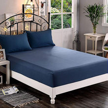 Plain Blue Satin Fitted Bedsheet