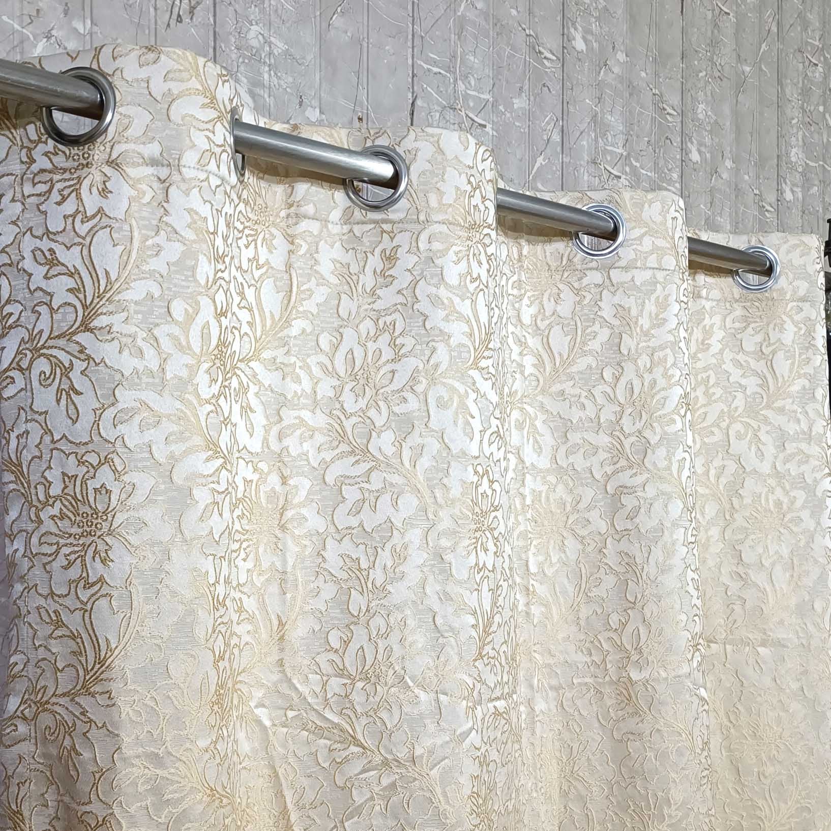 Thick Viscose Curtain Golden on Off-White