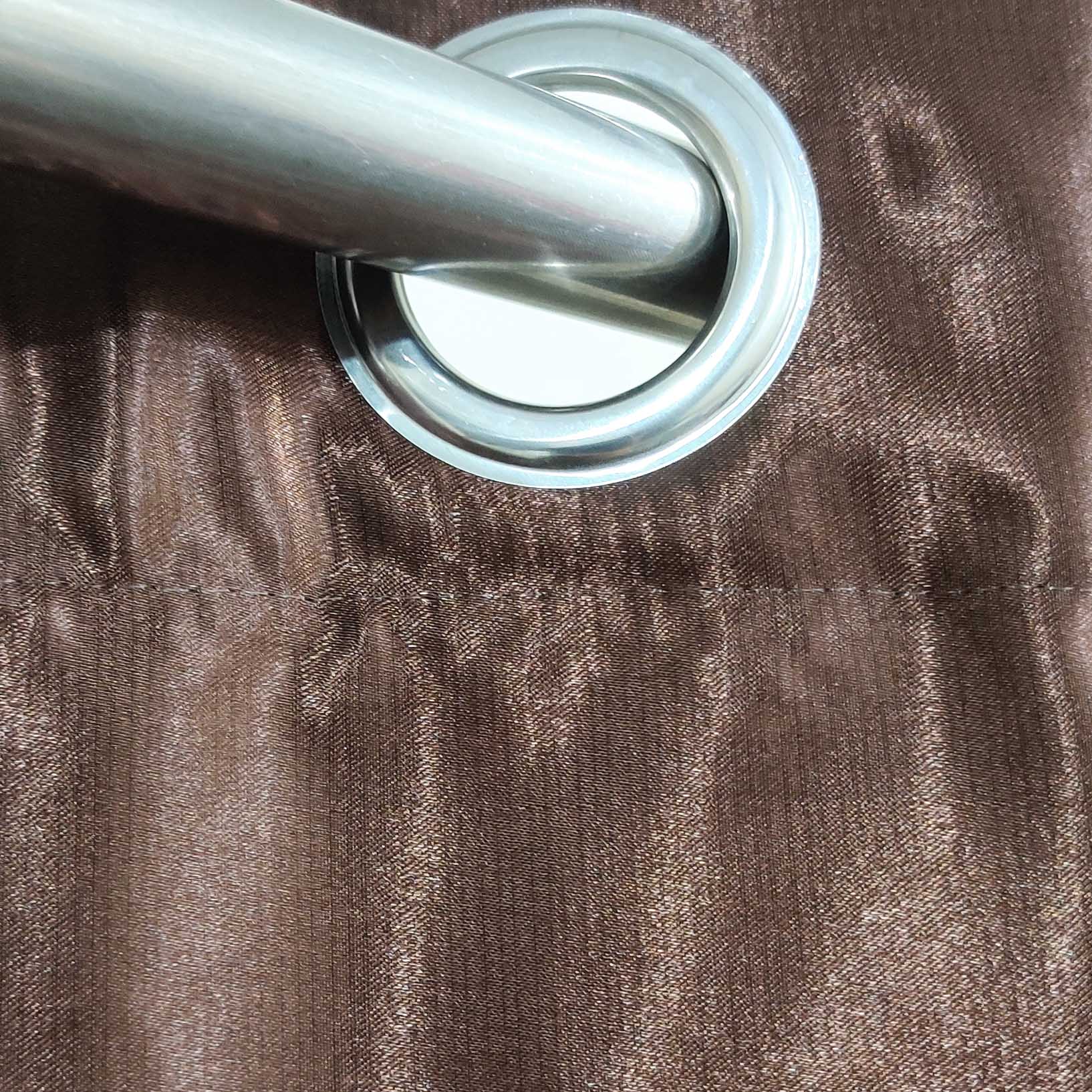 Plain Silk Curtain Dark Brown