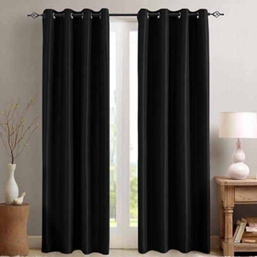 Plain Silk Curtain Black