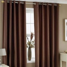 Plain Silk Curtain Brown