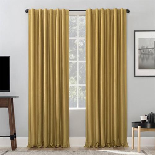 Plain Silk Curtain Golden yellow