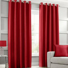 Plain Silk Curtain Red