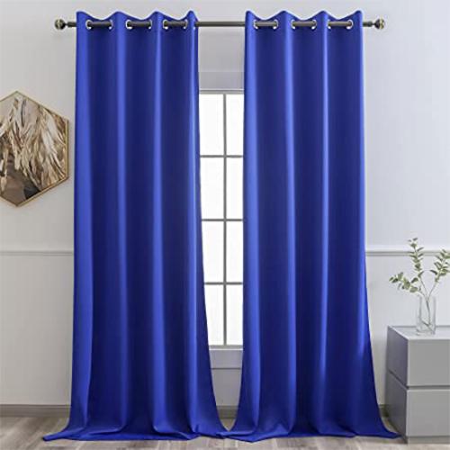 Plain Silk Curtain Royal Blue