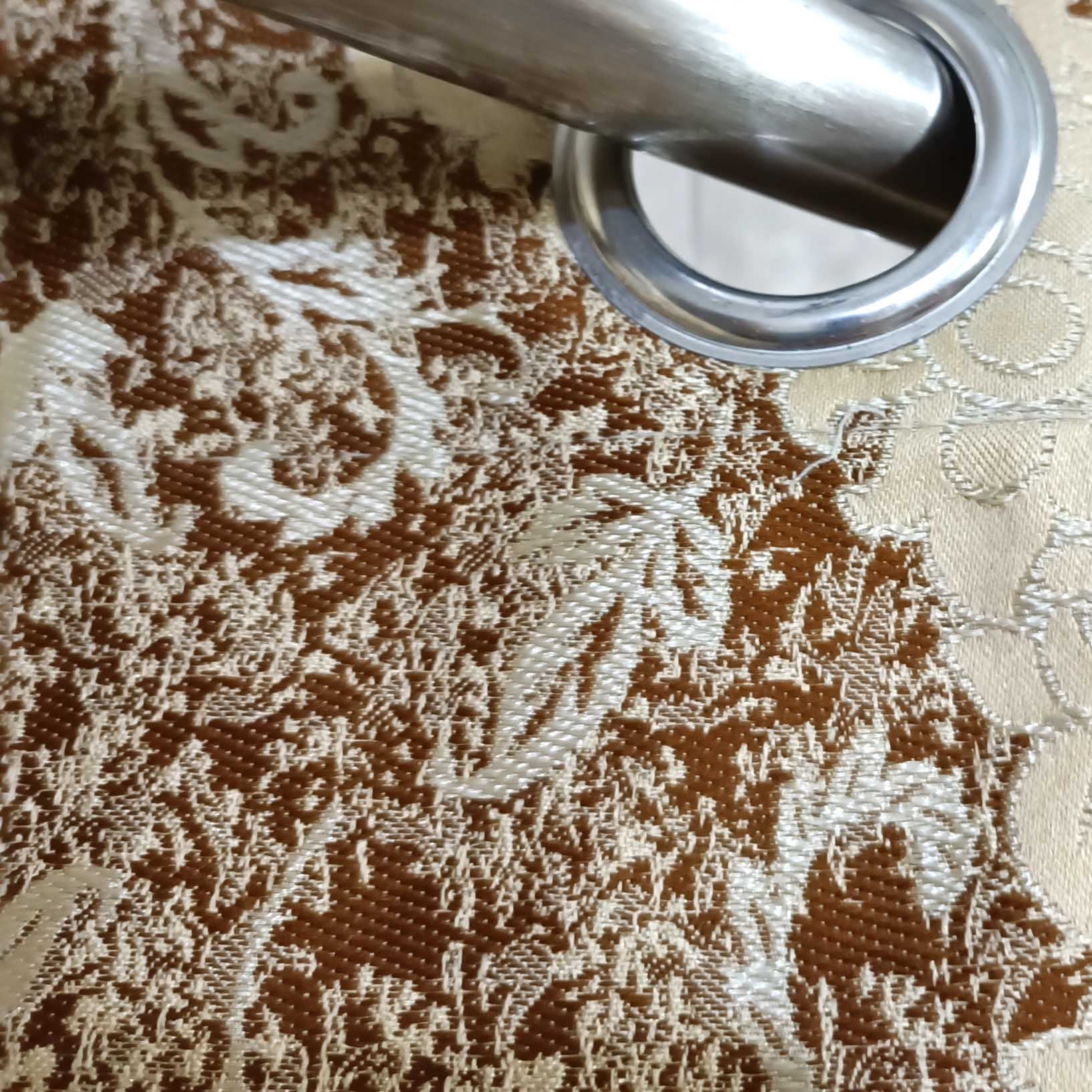 Thick Viscose Curtain Brown and Golden on Off-White