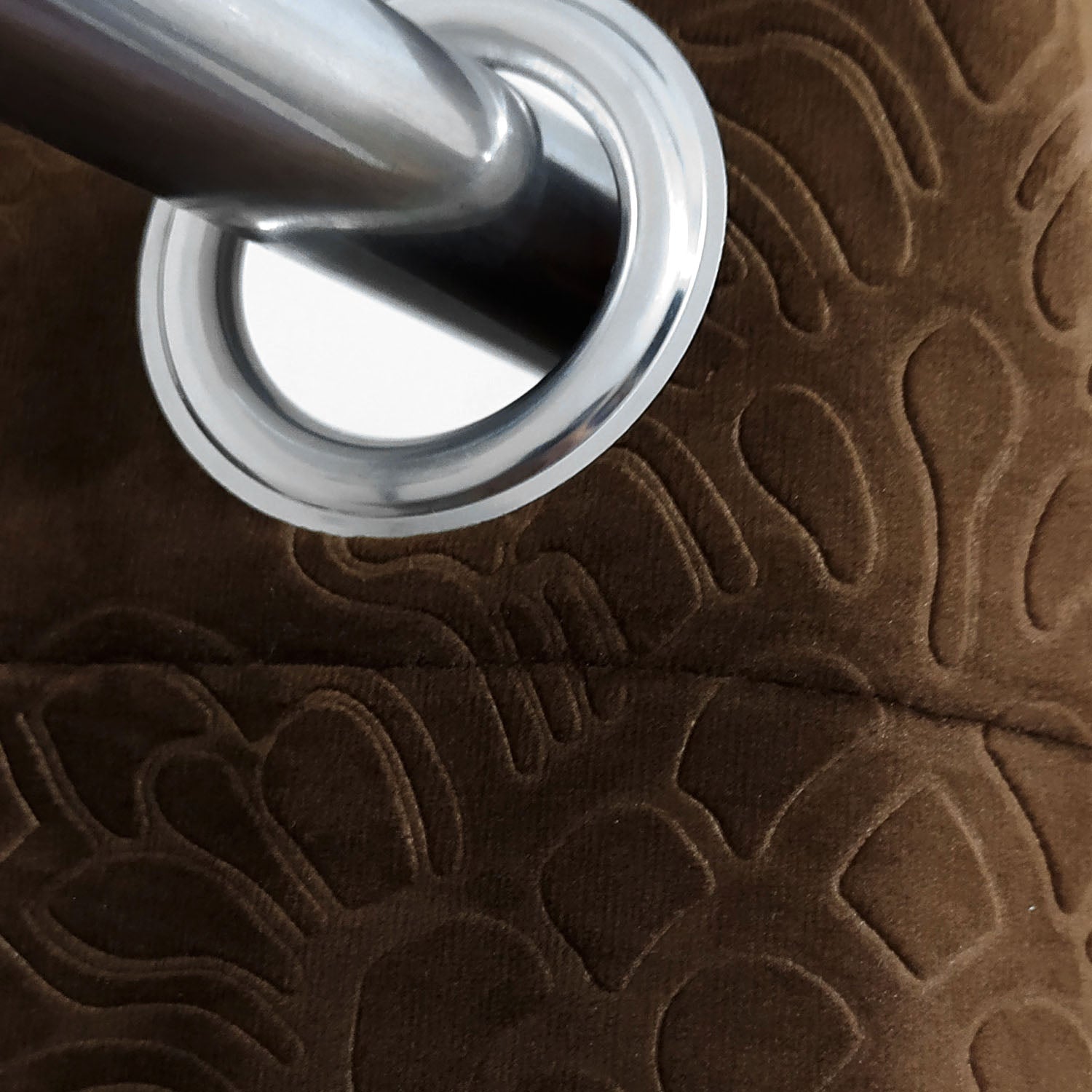 Self Embossed Velvet Curtain Medium Brown (4 Pcs Available Only)