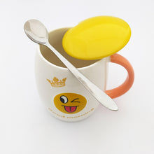 Good Morning Emoji Ceramic Mug with Lid and Spoon