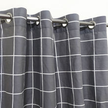 Last 2 left Grey Checkered Duck Cotton Curtain