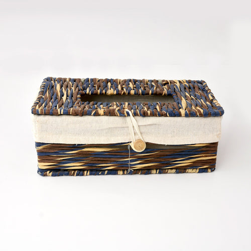 Braided Tissue Box Cover with Fabric Inner