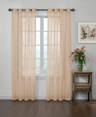 Plain Beige Net Sheer Chiffon Curtain