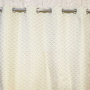 Thick Viscose Curtain Lite Green on Off-White Base
