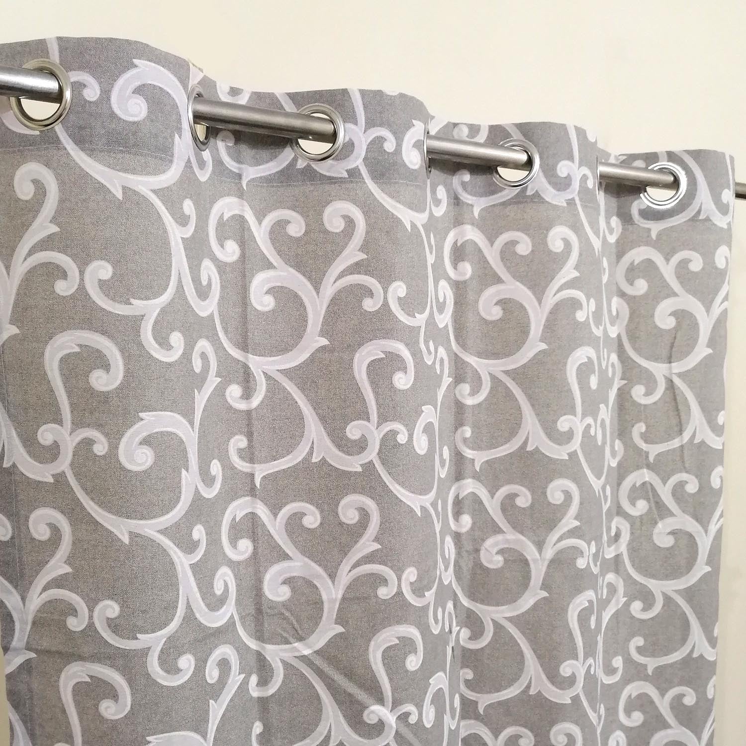 Grey Multi Motif Duck Cotton Curtain