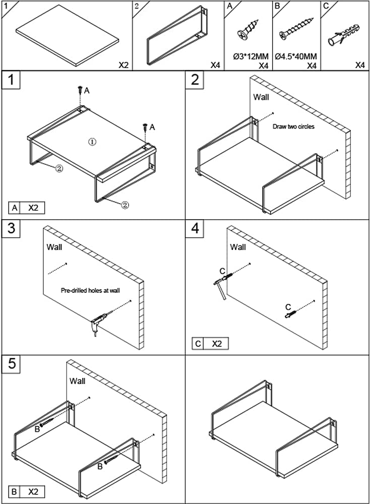 Carbonized Floating Shelves (Pack of 2) - waseeh.com