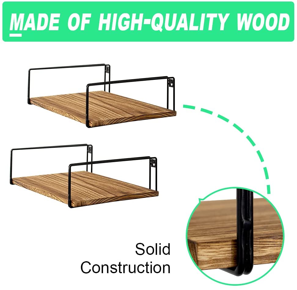 Carbonized Floating Shelves (Pack of 2) - waseeh.com