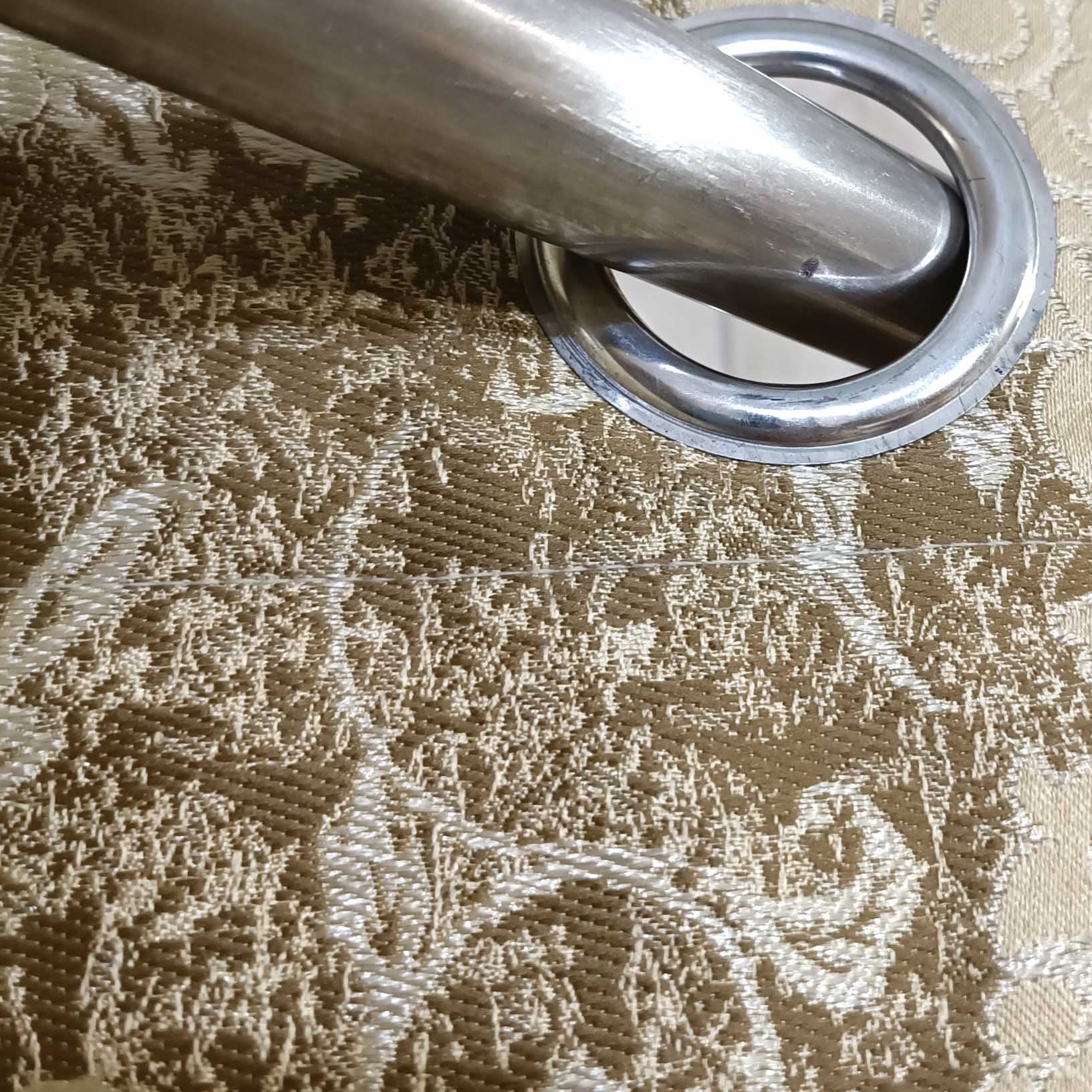 Thick Viscose Curtain Lite Brown and Golden on Off-White