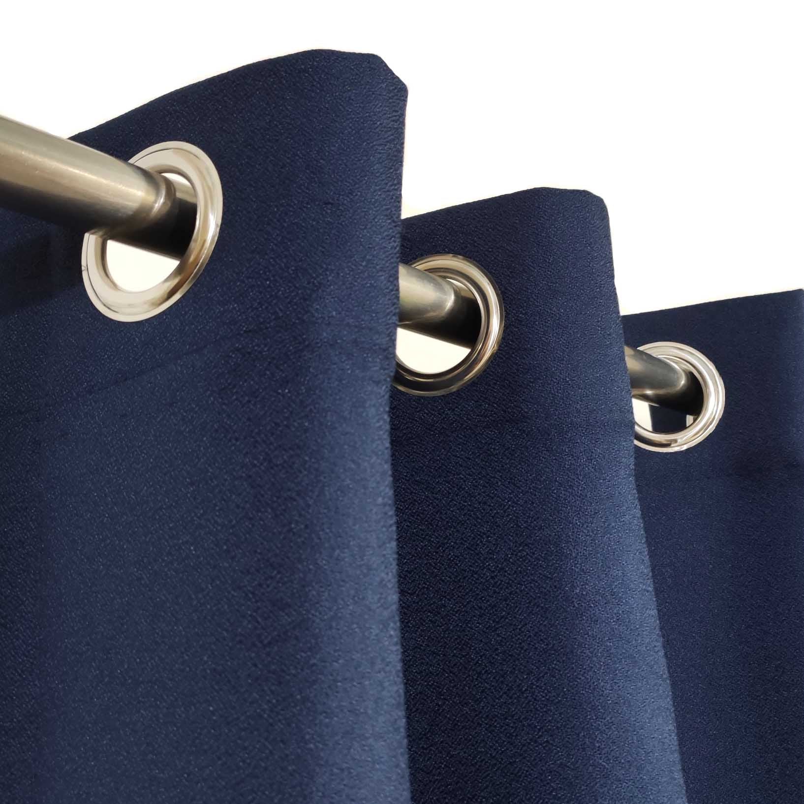 Navy Blue Textured Silk Curtain
