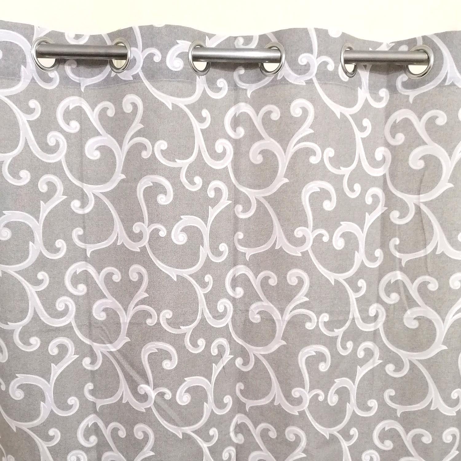 Grey Multi Motif Duck Cotton Curtain