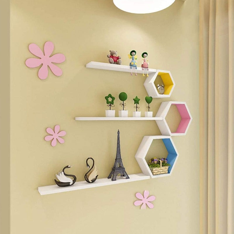 Hexa Maze Floating Shelf (Set of 3) - waseeh.com