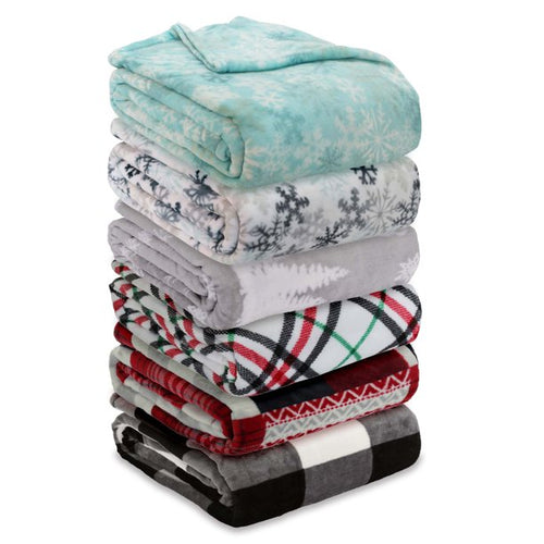 Pack of 6 Fleece Blankets for Mild Weather(Mix Printed)
