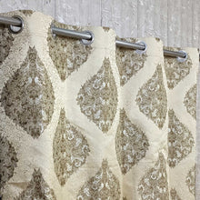 Thick Viscose Curtain Lite Brown and Golden on Off-White