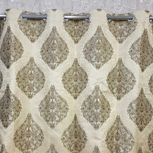 Thick Viscose Curtain Lite Brown and Golden on Off-White