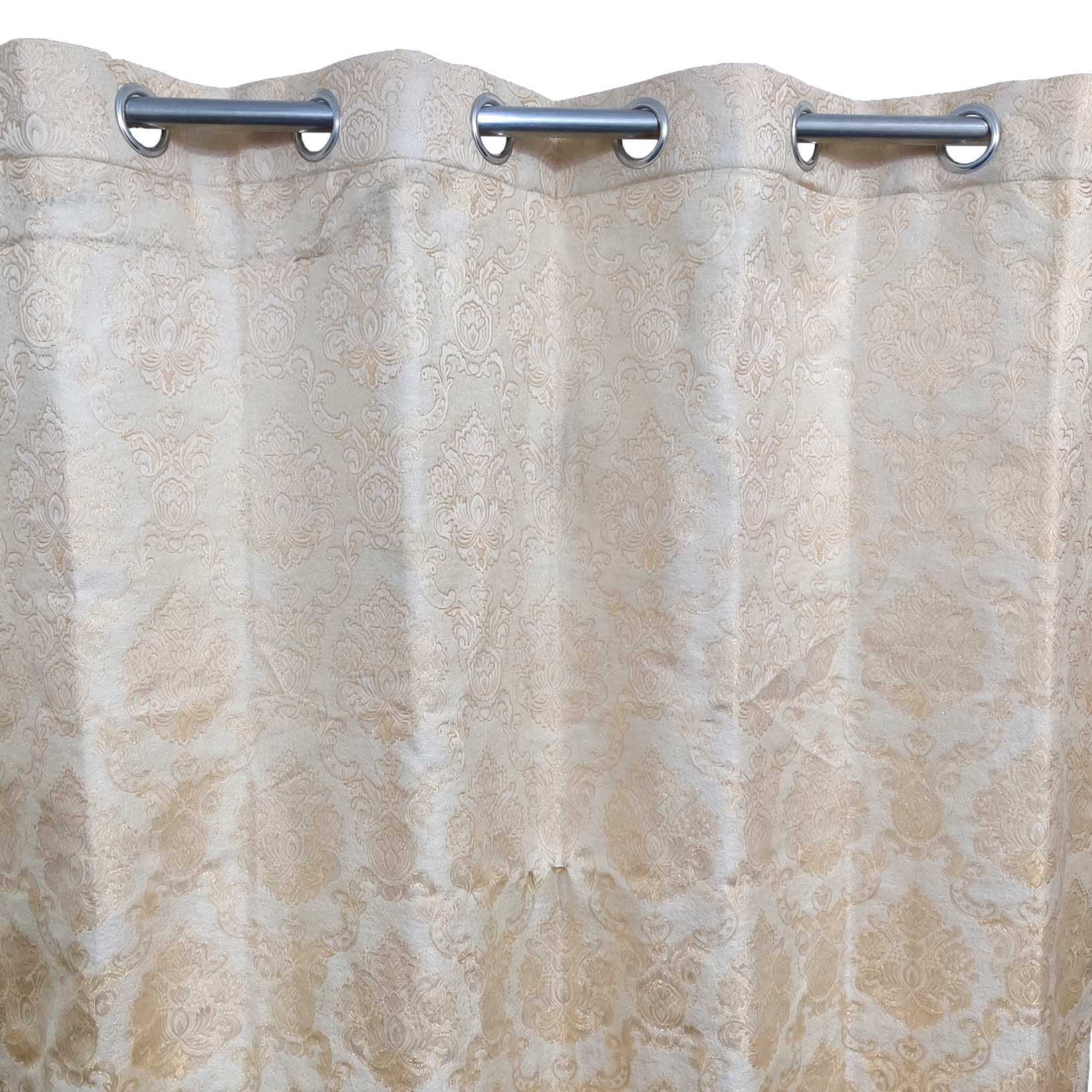 Thick Viscose Curtain Self Embossed Golden On Off-White base