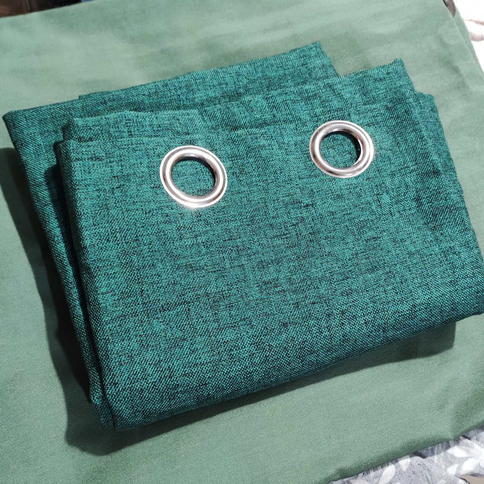 Premium Thick Jute Curtain Teal Green 07F