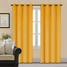 Plain Velvet Curtain Yellow