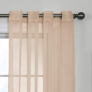 Plain Beige Net Sheer Chiffon Curtain