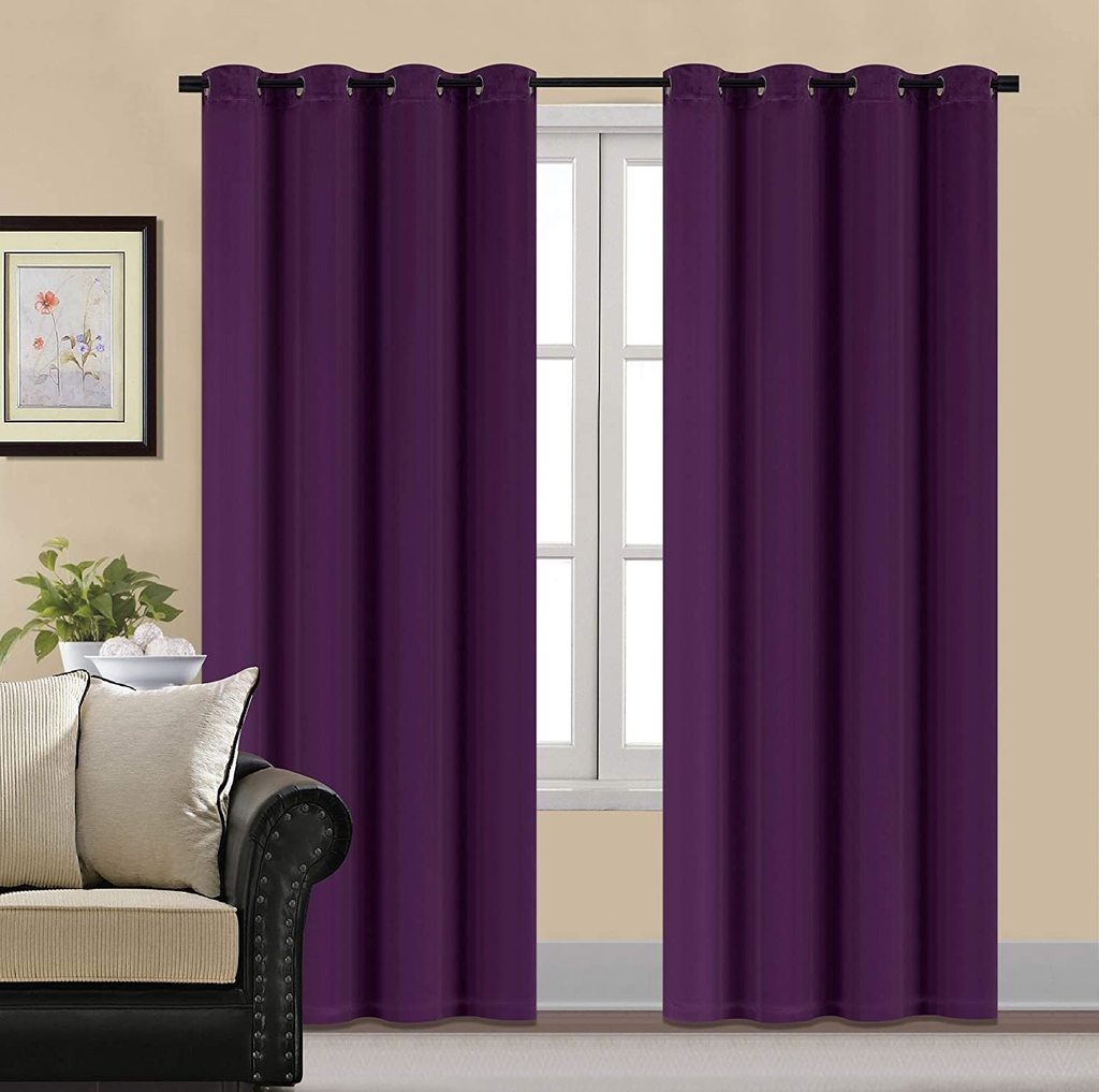 Plain Velvet Curtain Purple