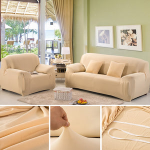 L-Shape (3+3) Cream Color Jersey Fitted Sofa Cover