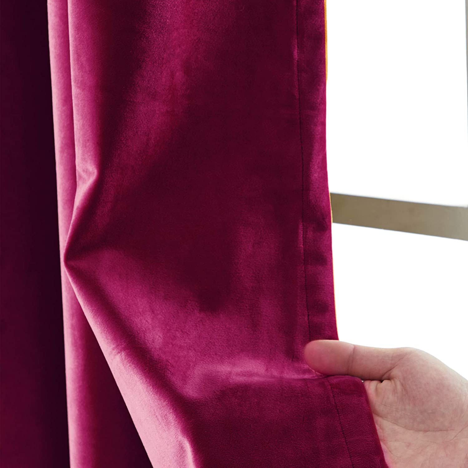 Pair of Plain Velvet Curtain Maroon & Grey Combo