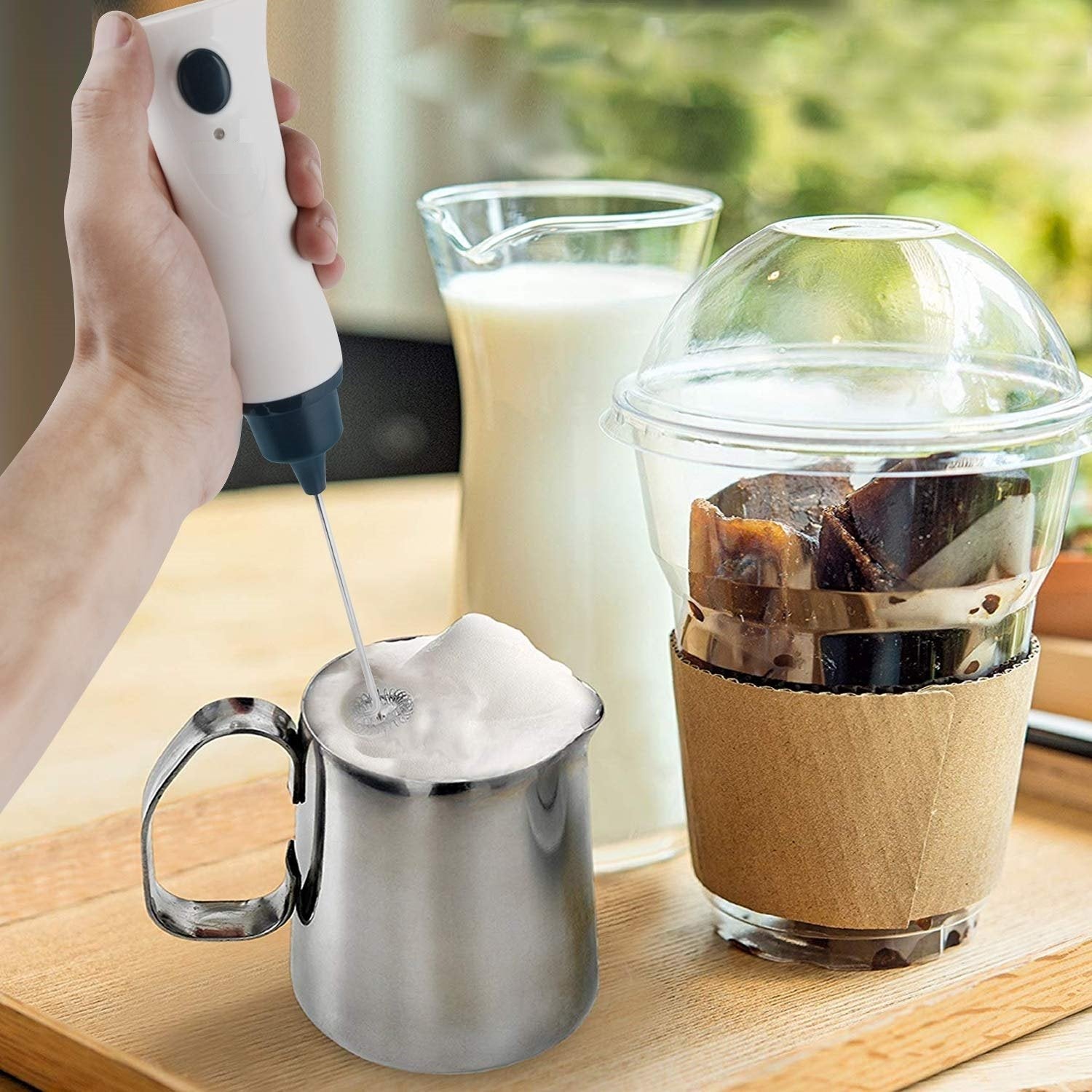 0849 Electric Handheld Milk Wand Mixer Frother For Latte Coffee Hot Milk